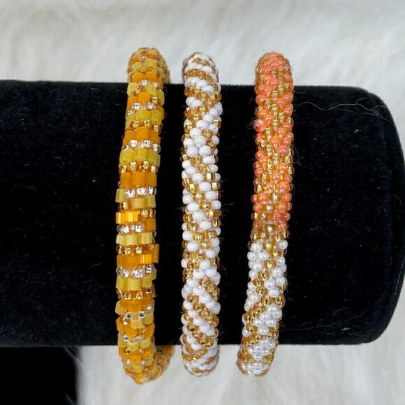 HAND CRAFTED in Nepal Beaded Bracelets (set of 3) #316 - Picture 6 of 6